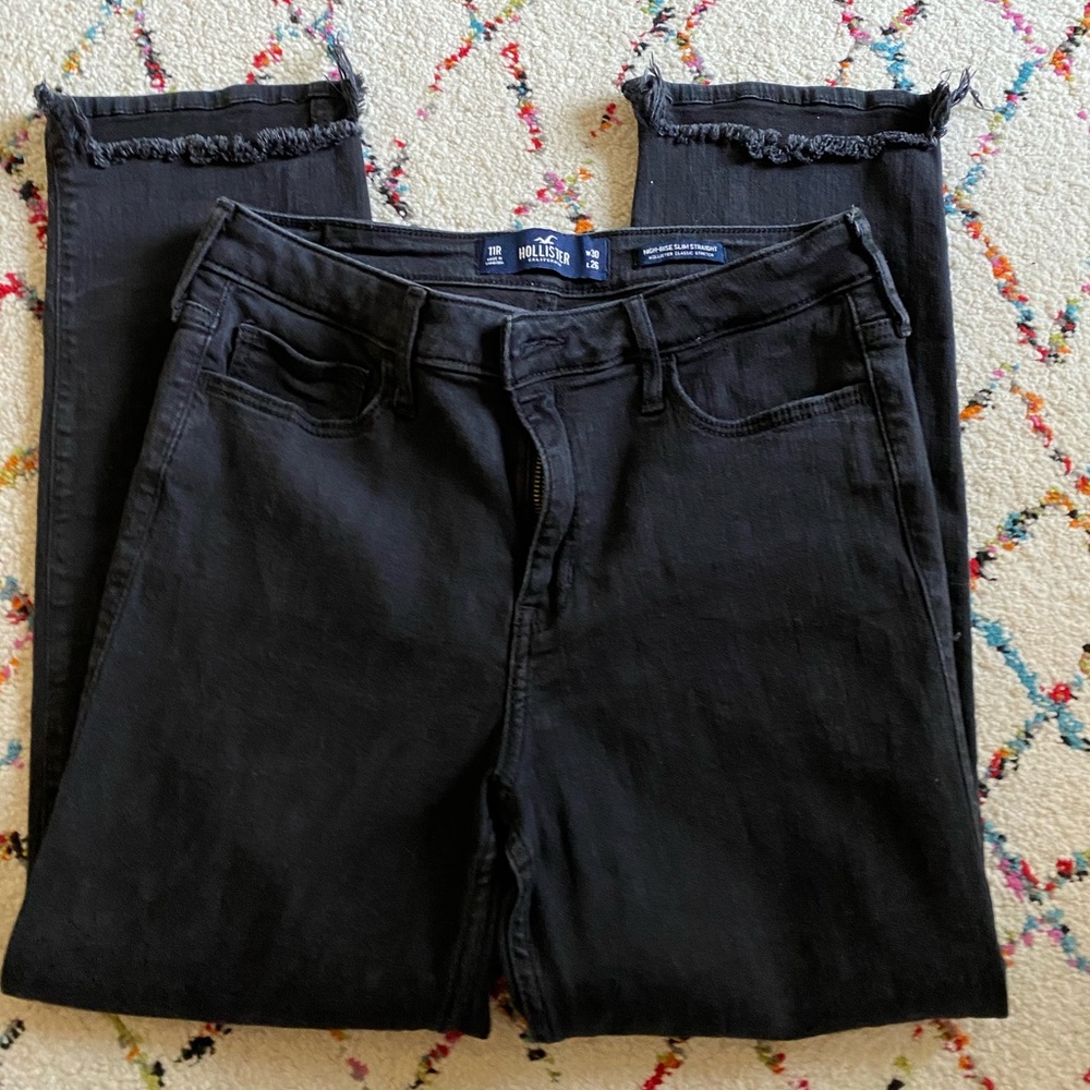 Hollister High Rise Slim Straight Black Jeans